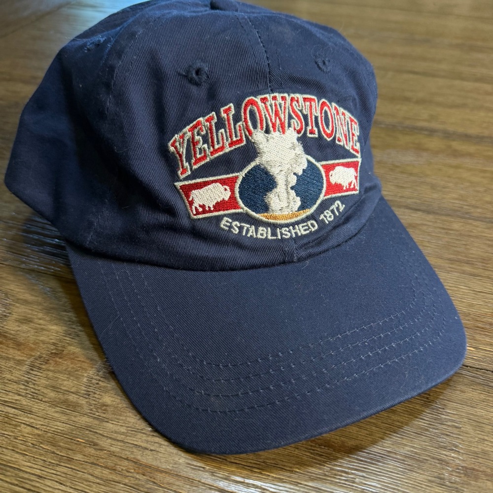 Polar Graphics Yellowstone National Park‎ Navy Blue Cotton Strapback Hat Cap